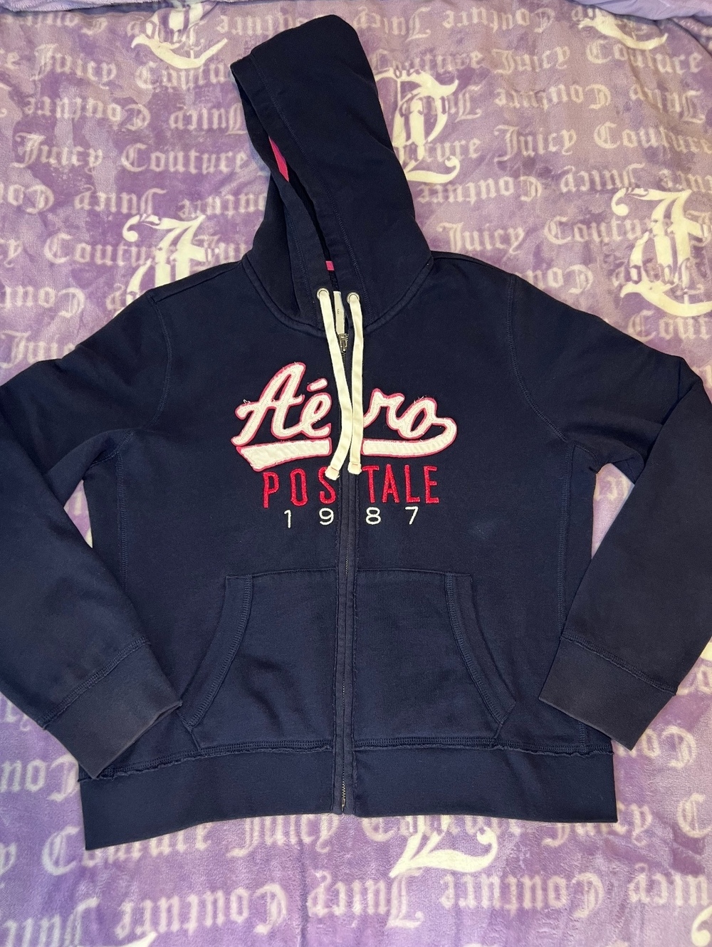 Aeropostale Aero 1987 Navy Full Zip Hoodie Womenâs XL